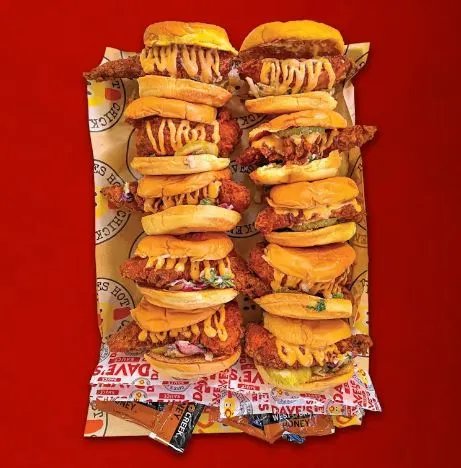 Dave's Hot Chicken Hot Box featuring sliders